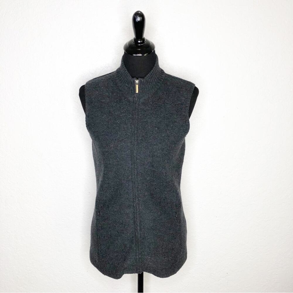 Smartwool charcoal gray full zip sleeveless merino wool sweater vest Medium